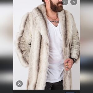 Monterey Oversized White Brown Winter Coat Warm Chic Fits M L Cold Weather